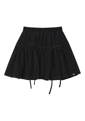 Mini Cream tiered tie mini skirt - Black