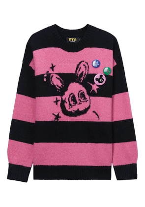 Mini Cream striped graphic-design sweater - Pink