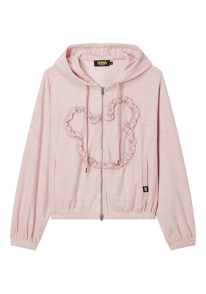 Mini Cream ruffled-detail zip-fastening hoodie - Pink