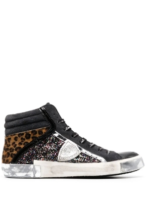 Philippe Model Paris patchwork-detail hi-top sneakers - Black