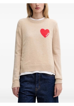 FROM FUTURE heart-embroidery sweater - Neutrals