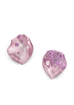 Anabela Chan 14K white gold and rhodium vermeil Petal sapphire and topaz earrings - Pink