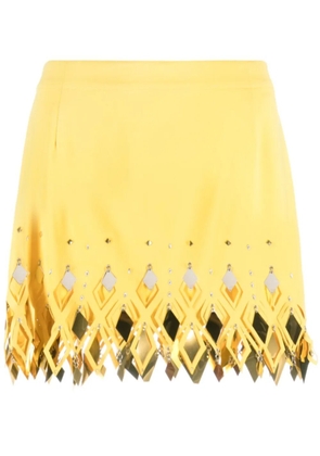 Rabanne embellished cut-out crepe miniskirt - Yellow