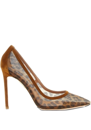 Aquazzura 105mm animal-print pointed pumps - Brown