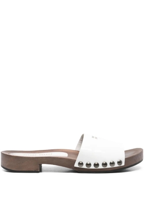 Miu Miu Pre-Owned patent-leather studded clogs - White
