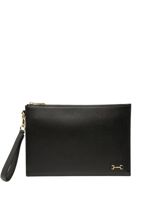 Gucci Pre-Owned 2016-2025 Leather Horsebit 1955 Zip clutch bag - Black