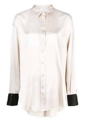 Brunello Cucinelli long-sleeve silk blouse - Neutrals
