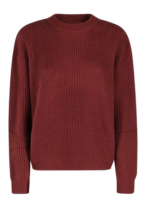 Isabelle Blanche leather-patch ribbed sweater - Red