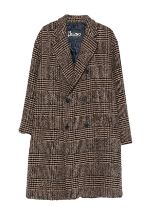 Herno double-breasted check coat - Brown