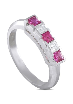 LB Exclusive Platinum diamond ruby five-stone ring - Silver