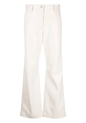 MSGM high-waisted faux-leather trousers - Neutrals