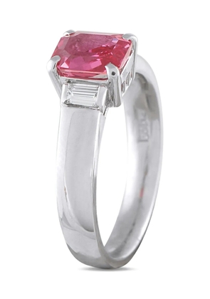 LB Exclusive Platinum diamond ruby three-stone ring - Silver
