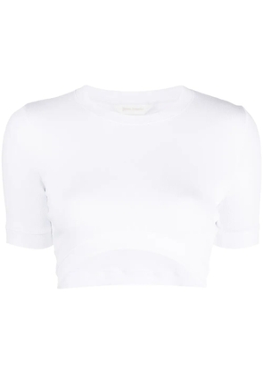 Palm Angels logo-patch cropped T-shirt - White