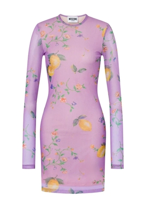 MOSCHINO JEANS floral-print long-sleeve mini dress - Purple
