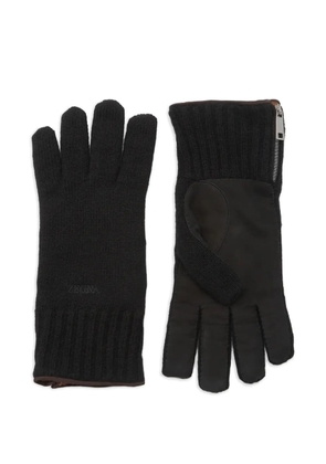 Zegna cashmere-leather gloves - Black