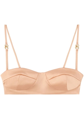 Palm Angels logo-plaque balconette bra - Neutrals