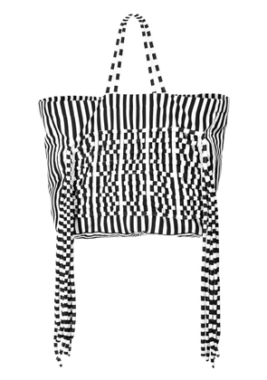 Ioana Ciolacu striped fringed tote bag - White