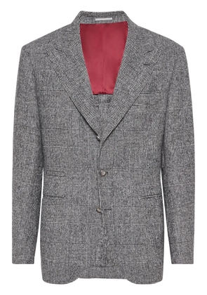 Brunello Cucinelli single-breasted checked blazer - Grey