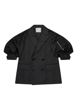 sacai plaid double-breasted jacket - Black