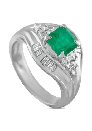 LB Exclusive Platinum diamond emerald accent-stone ring - Silver