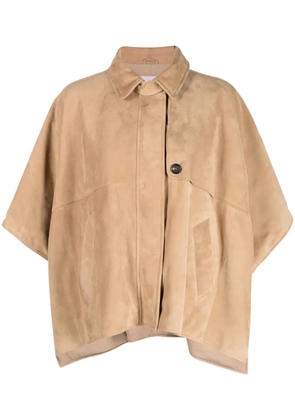 Brunello Cucinelli half-sleeve short suede cape - Brown