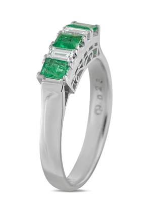 LB Exclusive Platinum diamond emerald five-stone ring - Silver