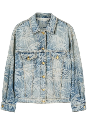 Palm Angels palm tree-print denim jacket - Blue