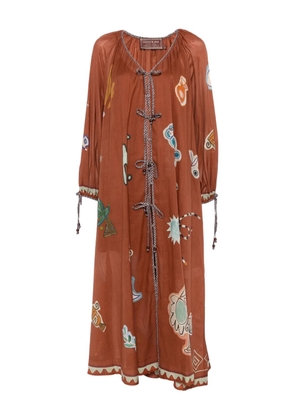 ALEMAIS x LRNLE tie-fastening midi dress - Brown