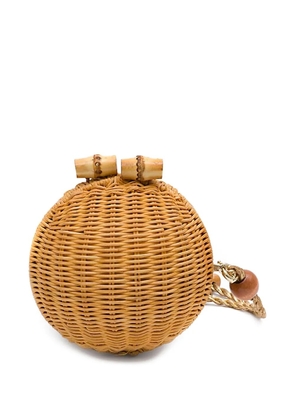 Isla Esfera Rattan clutch bag - Neutrals