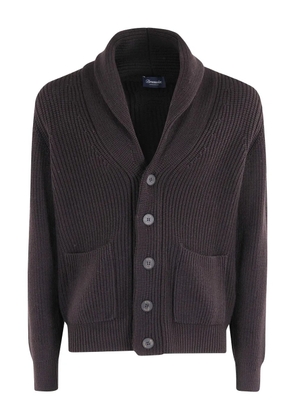 Drumohr buttoned shawl-collar cardigan - Brown