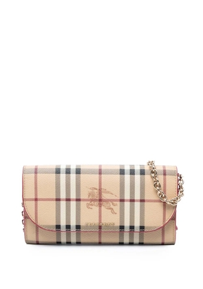 Burberry Pre-Owned 2000-2017 Haymarket Check Coated Canvas Henley Wallet on Chain crossbody bag - Brown
