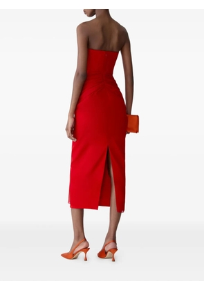 Carolina Herrera strapless draped midi dress - Red