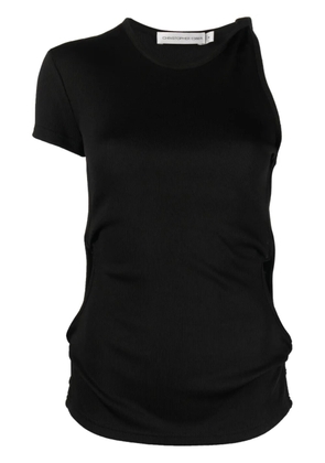 Christopher Esber twist-detail asymmetric ribbed T-shirt - Black