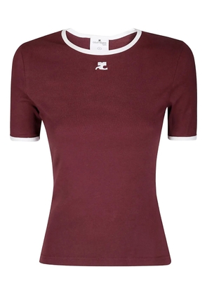 Courrèges contrast signature T-shirt - Red