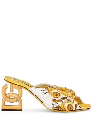 Dolce & Gabbana DG Pop 75mm Majolica-print sandals - Yellow