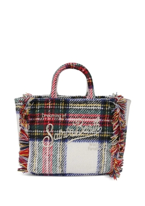 MC2 Saint Barth mini Vanity tartan-pattern tote bag - White