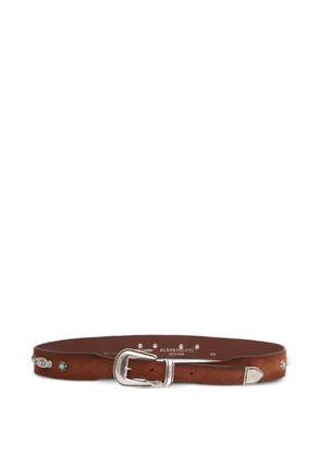 ALBERTO LUTI suede leather stone-embellished belt - Brown