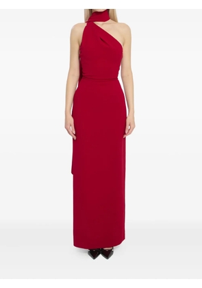 Solace London Demi one-shoulder draping maxi dress - Red