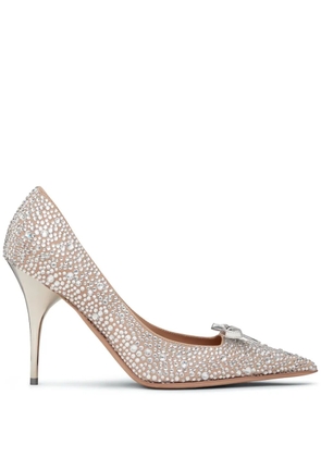 Valentino Garavani 100mm Romance Bow crystal-embellished pumps - Silver