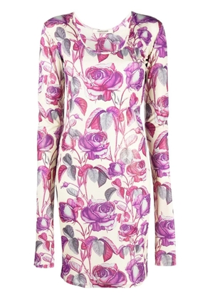 Roberto Cavalli floral-print midi dress - Purple