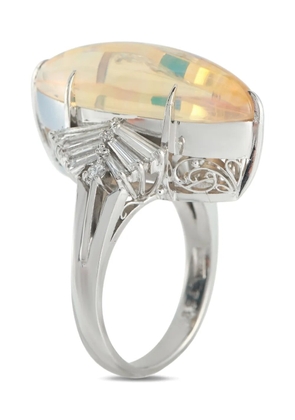 LB Exclusive platinum diamond opal ring - Silver