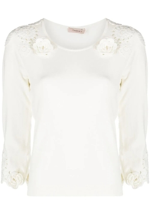 TWINSET open-knit detail jumper - Neutrals