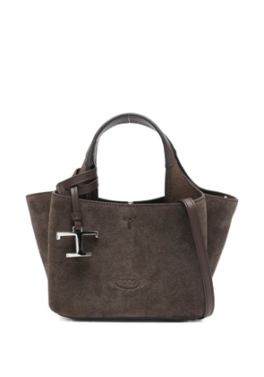 Tod's micro logo-charm suede tote bag - Brown