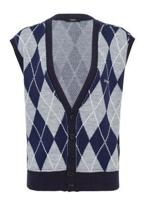 BONBOM argyle-knit cardigan - Blue