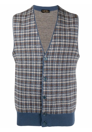 Pierre Cardin Pre-Owned 1970s checked V-neck waistcoat - Blue