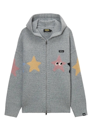 Mini Cream star hooded cardigan - Grey