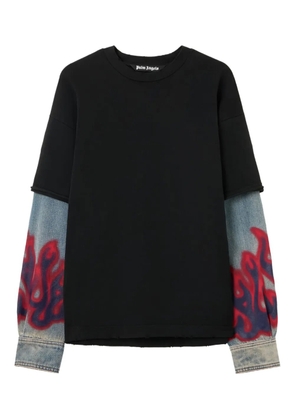 Palm Angels flame hybrid long-sleeve sweater - Black