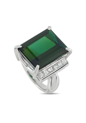 LB Exclusive platinum diamond and tourmaline ring - Silver