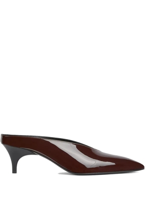 Gucci 55mm patent leather heeled mules - Brown