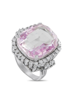 LB Exclusive platinum diamond and kunzite ring - Silver
